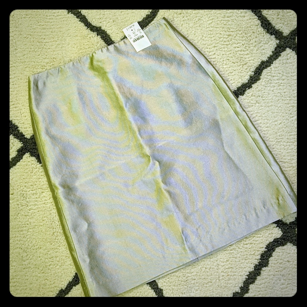 NWT J.Crew Silver Pencil Straight Skirt Wool Silk